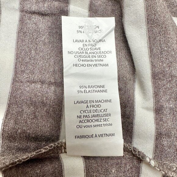 LuLaRoe Retired Julia Dress M Heathered Brown and White Striped SS Form Fit NWT - Picture 6 of 8